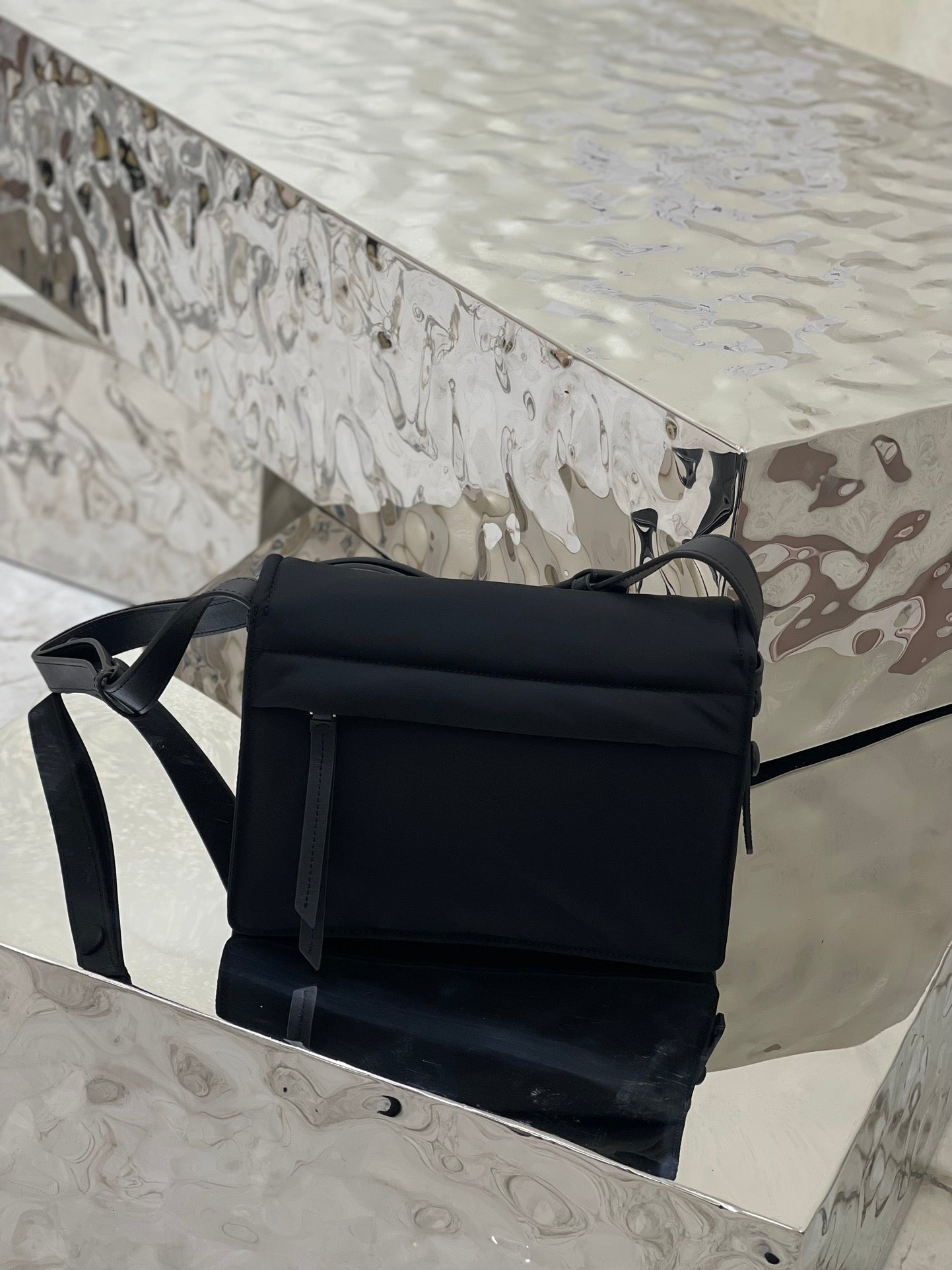 PRADA CINI 23 MEDIUM BAG IN BLACK RE-NYLON WITH STRAP