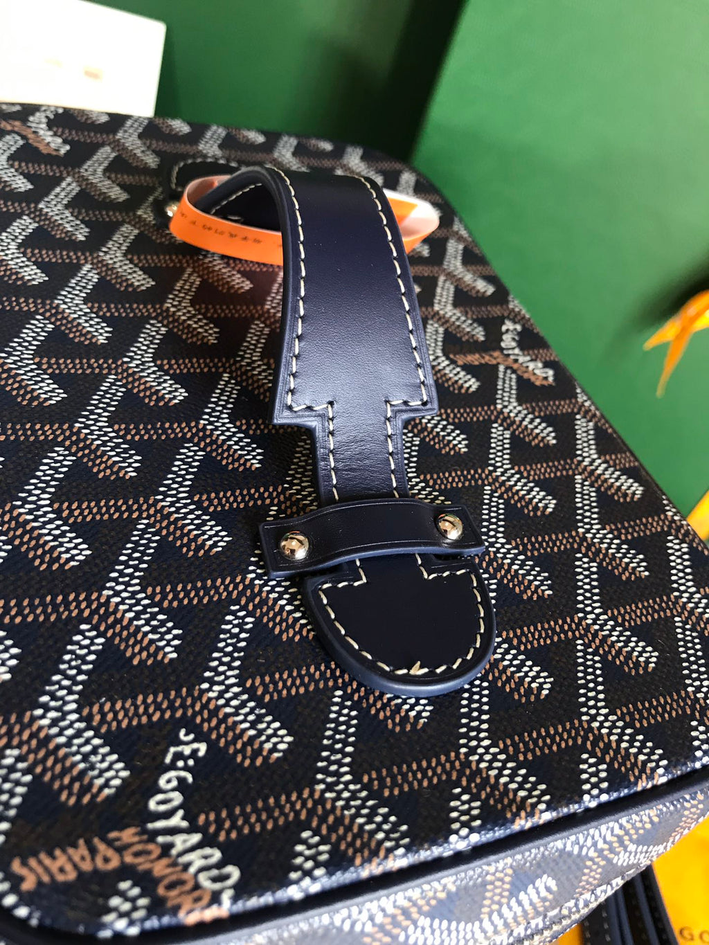 MUSE VANITY CASE 20 IN NAVY BLUE GOYARDINE CANVAS