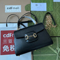 GUCCI HORSEBIT 1955 MEDIUM TOP HANDLE BAG 29 IN BLACK CALFSKIN GOLD HARDWARE