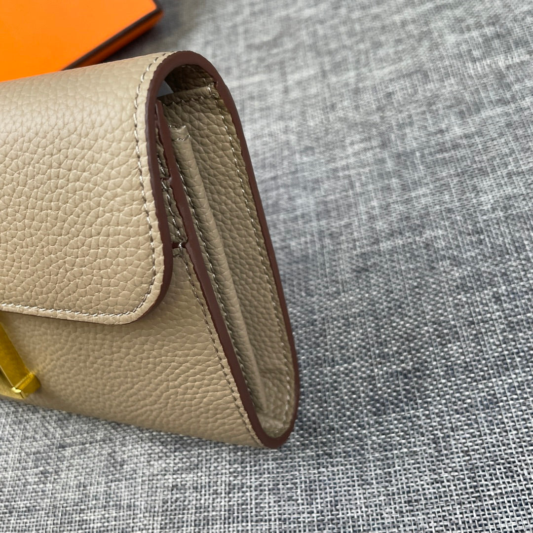 HERMES CLUTCH CONSTANCE 22 KHAKI CALFSKIN GOLD HARDWARE
