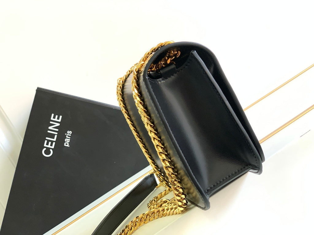 CELINE TRIOMPHE FRAME 23 BLACK CALFSKIN