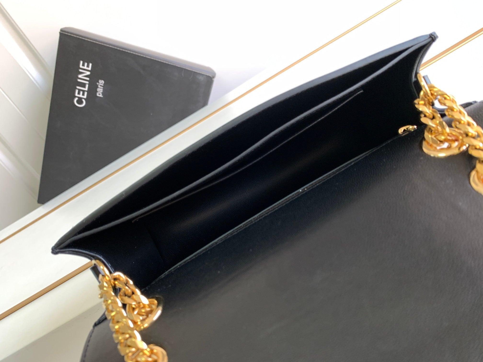 CELINE TRIOMPHE FRAME 23 BLACK CALFSKIN