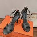 HERMES PREMIERE 115 SANDAL IN DARK GRAY CALFSKIN