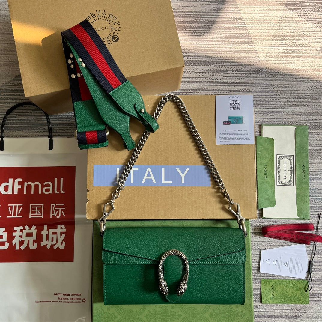 GUCCI DIONYSUS SMALL 25 BAG IN EMERALD GREEN CALFSKIN