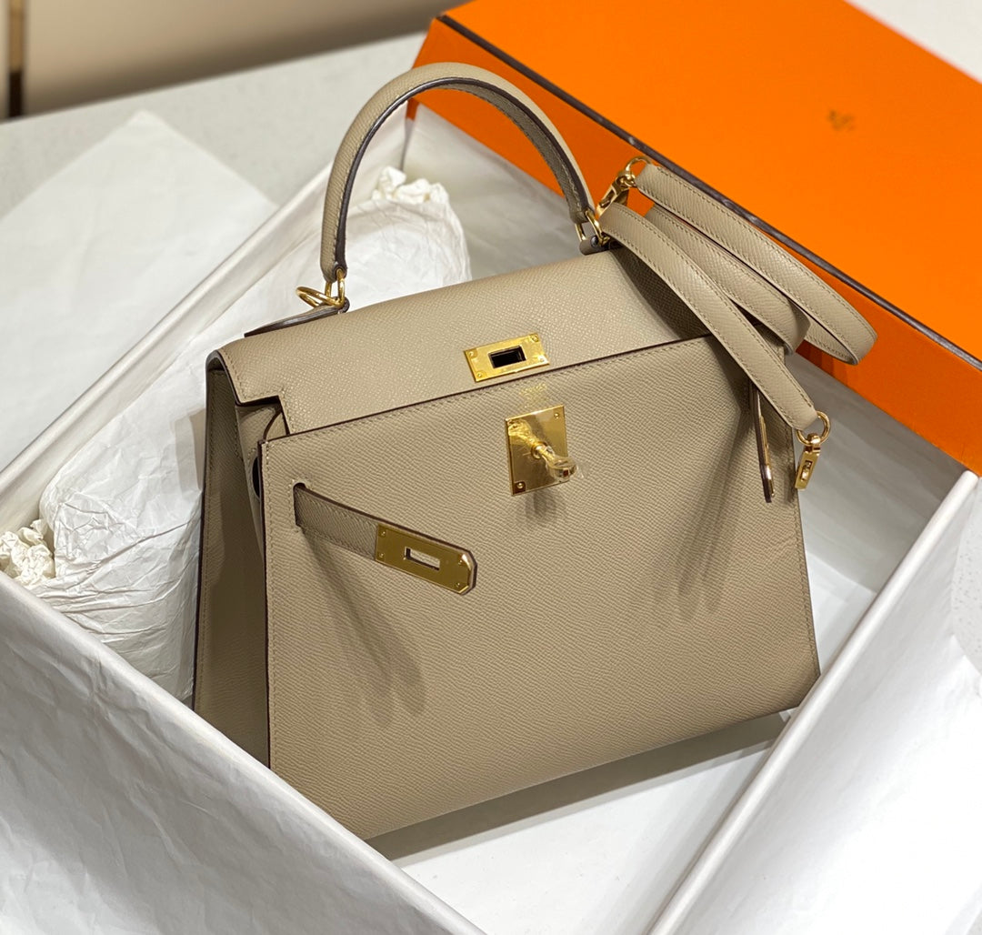 HERMES KELLY 28CM IN TRENCH EPSOM CALFSKIN GOLD HARDWARE