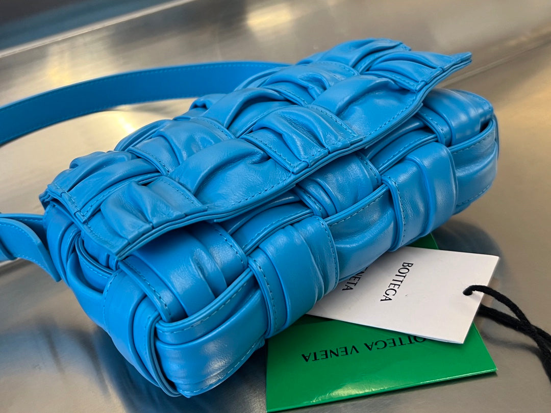 BOTTEGA VENETA MINI CASSETTE 19 IN SKY BLUE SOFT LAMBSKIN