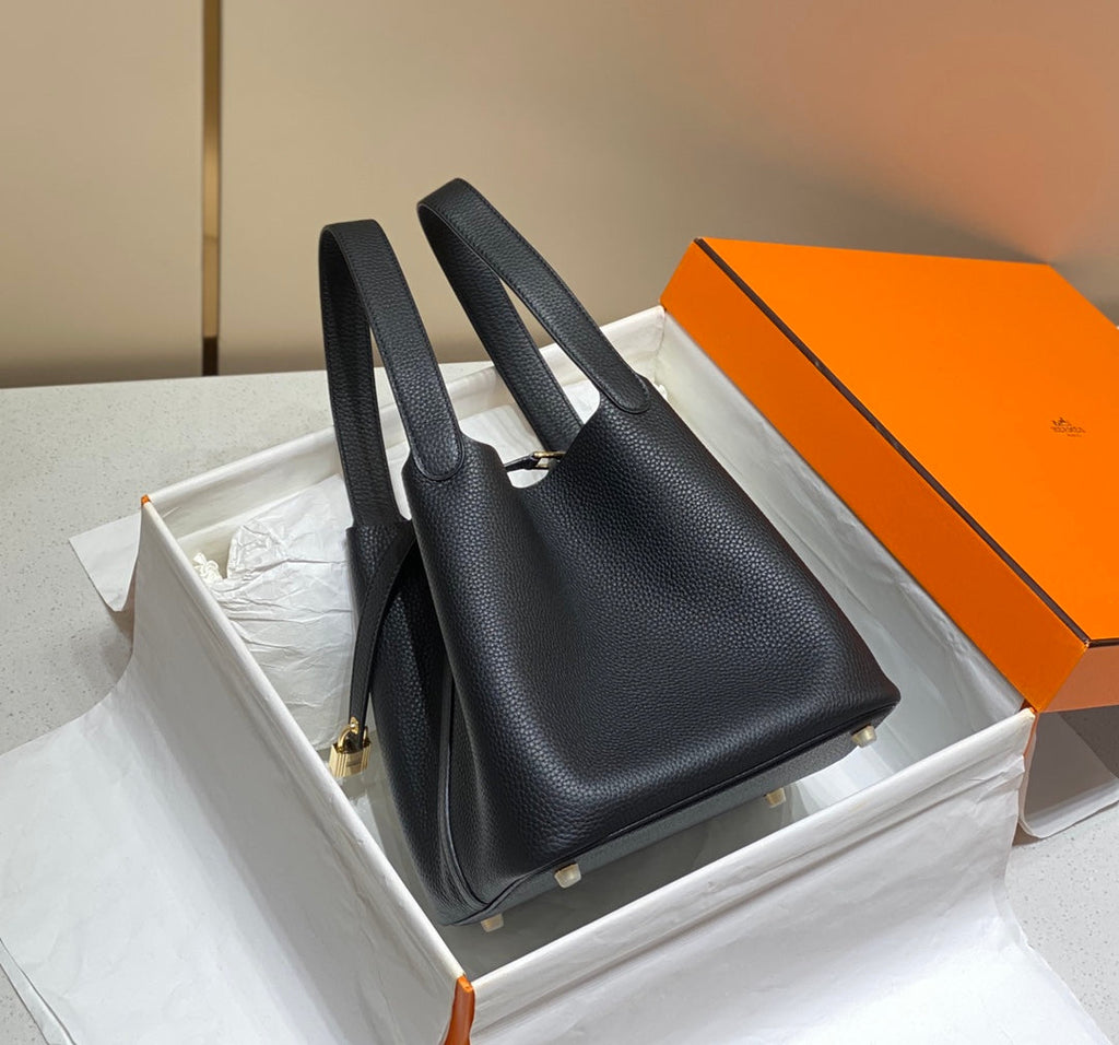 HERMES picotin lock 22 black togo ghw