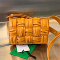 BOTTEGA VENETA MINI CASSETTE 19 IN SANDSTONE ORANGE SOFT LAMBSKIN