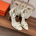 HERMES PREMIERE 115 SANDAL IN WHITE CALFSKIN