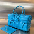 BOTTEGA VENETA SMALL ARCO TOTE 30 IN CERULEAN BLUE SOFT LAMBSKIN