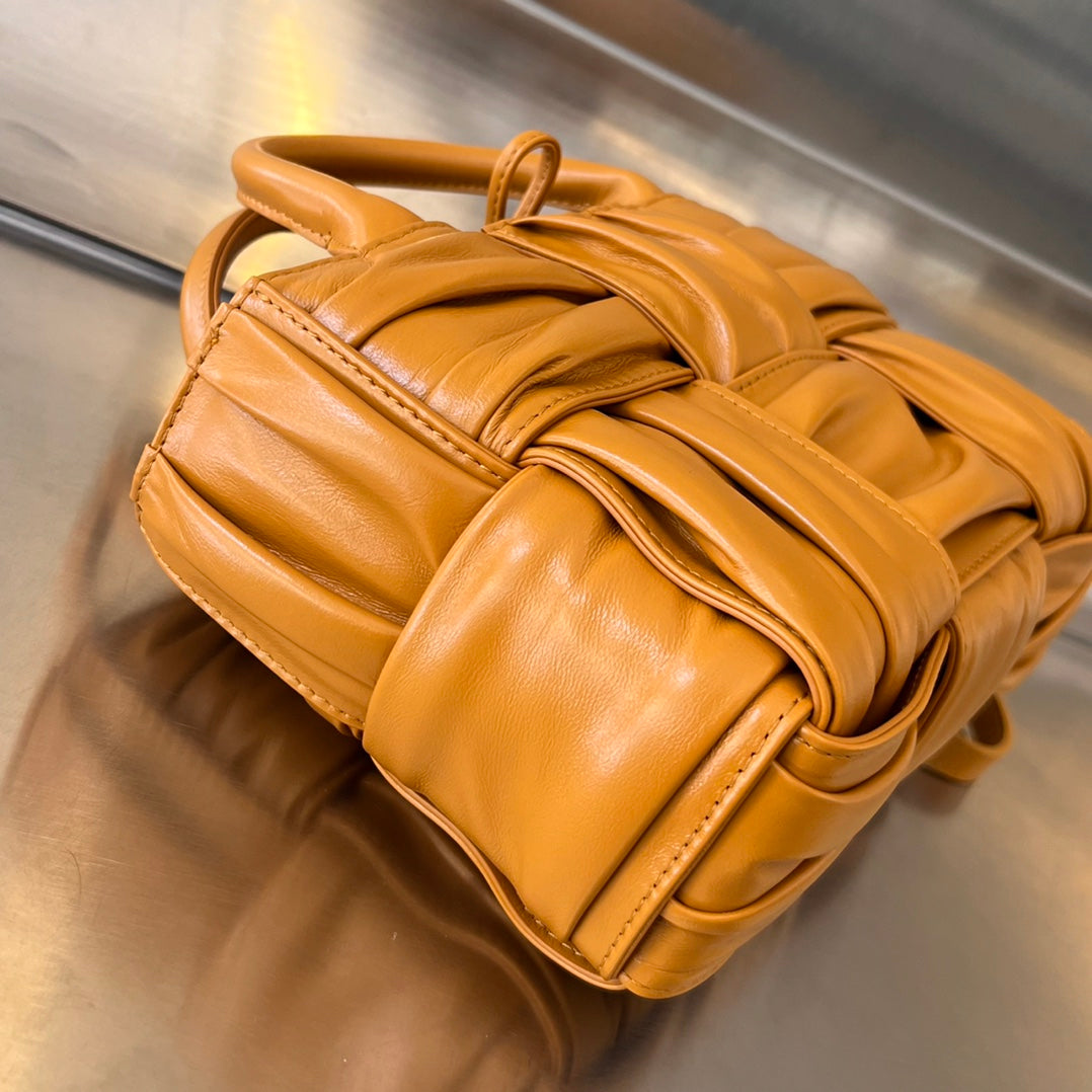 BOTTEGA VENETA CANDY ARCO TOTE 20 IN RAW SIENNA SOFT LAMBSKIN
