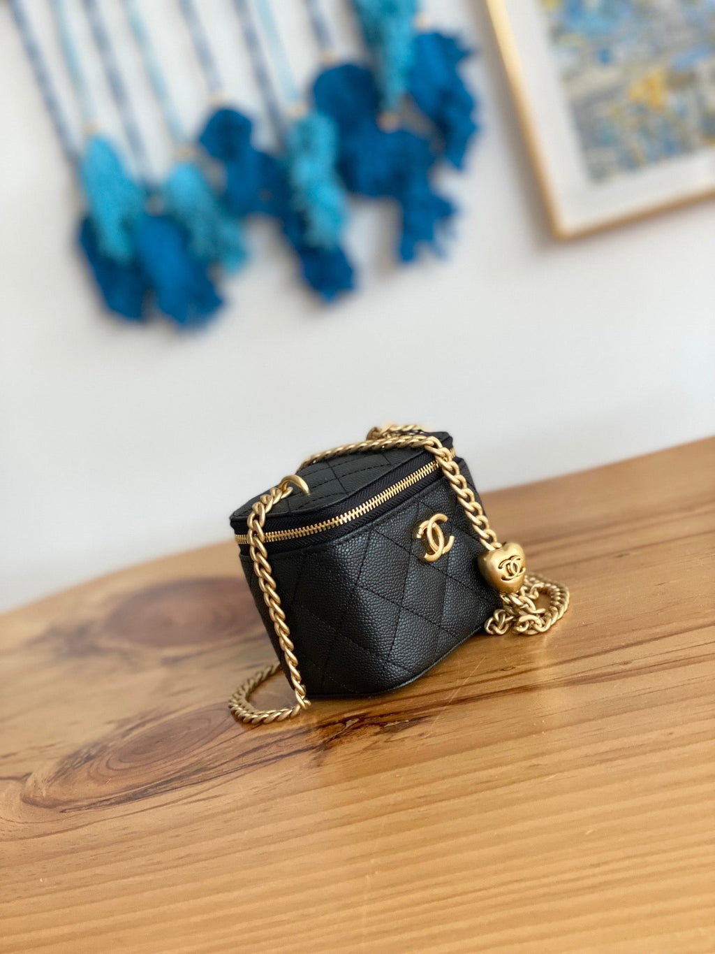 CHANEL MINI 10 VANITY IN BLACK CALFSKIN GOLD HARDWARE