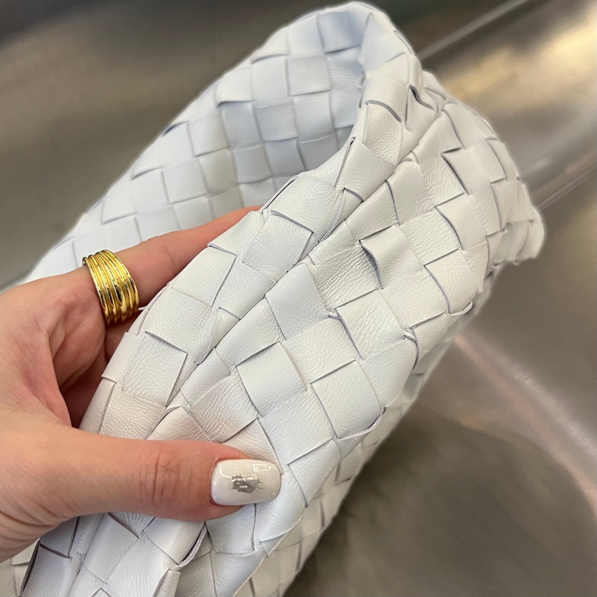 BOTTEGA VENETA SMALL JODIE 48 WHITE CALFSKIN