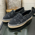 CHANEL LOAFER IN BLACK MIX WHITE WOOL TWEED