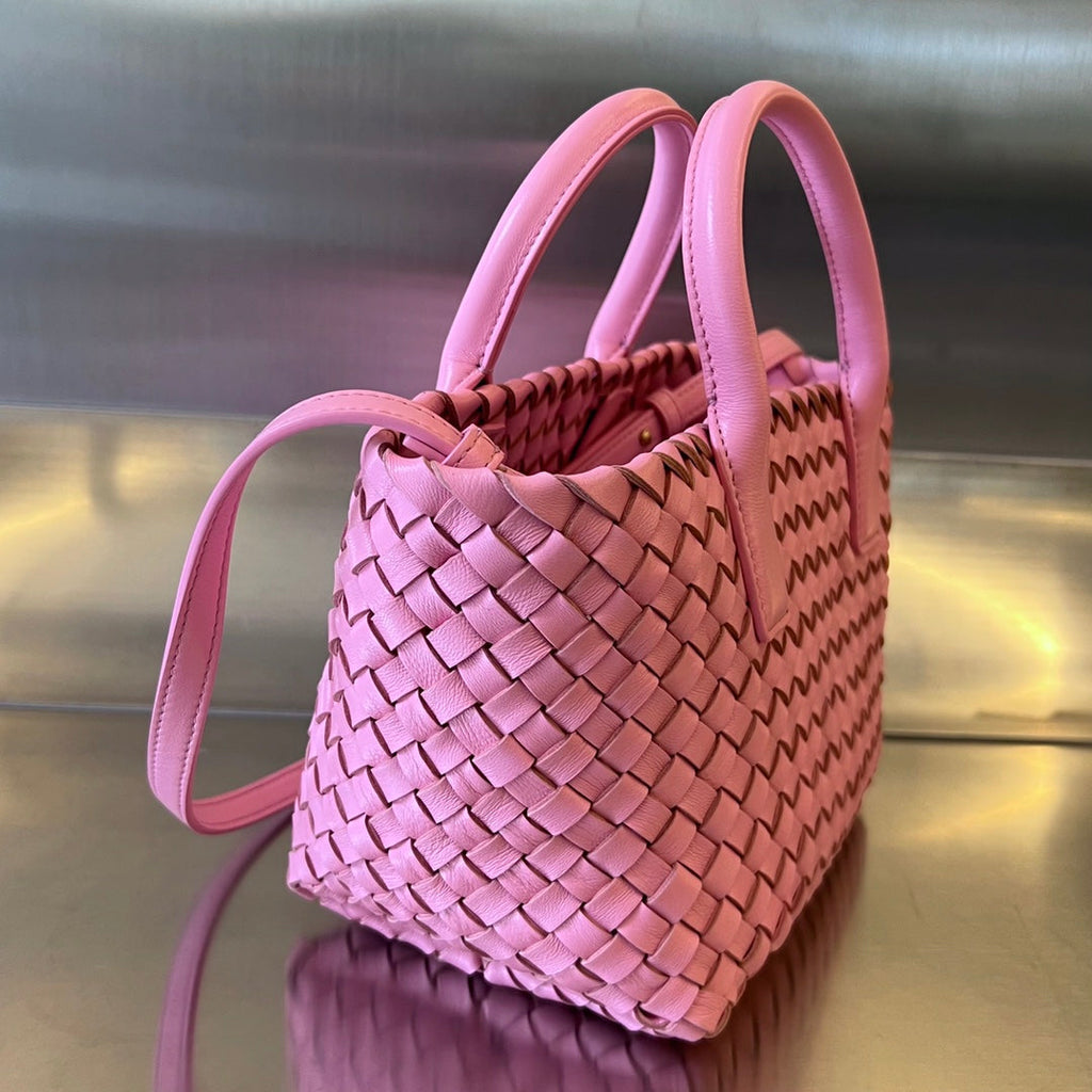 BOTTEGA VENETA MINI CABAT 20 IN ROSE PINK LAMBSKIN
