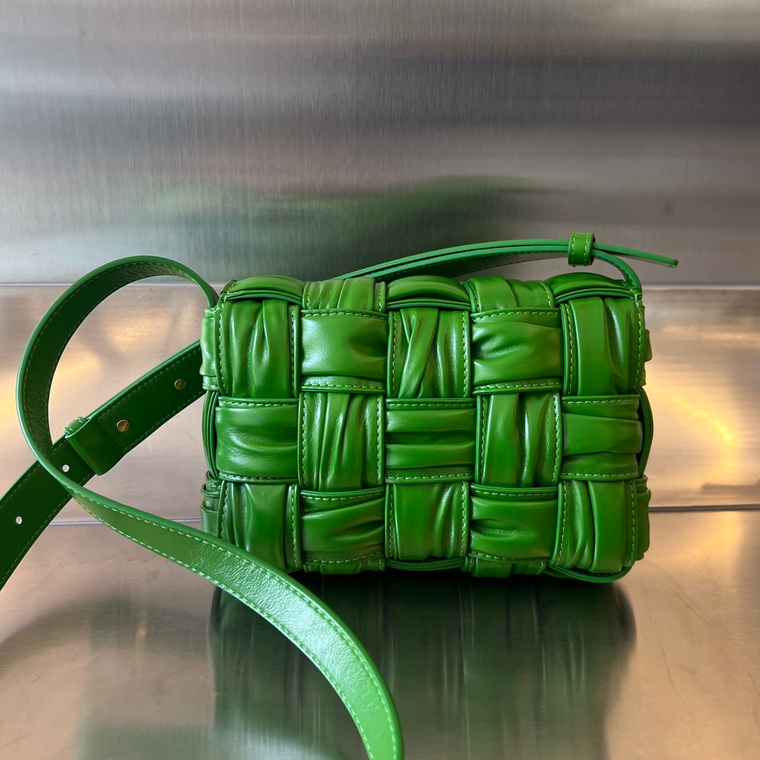BOTTEGA VENETA MINI CASSETTE 19 IN SHAMROCK GREEN SOFT LAMBSKIN