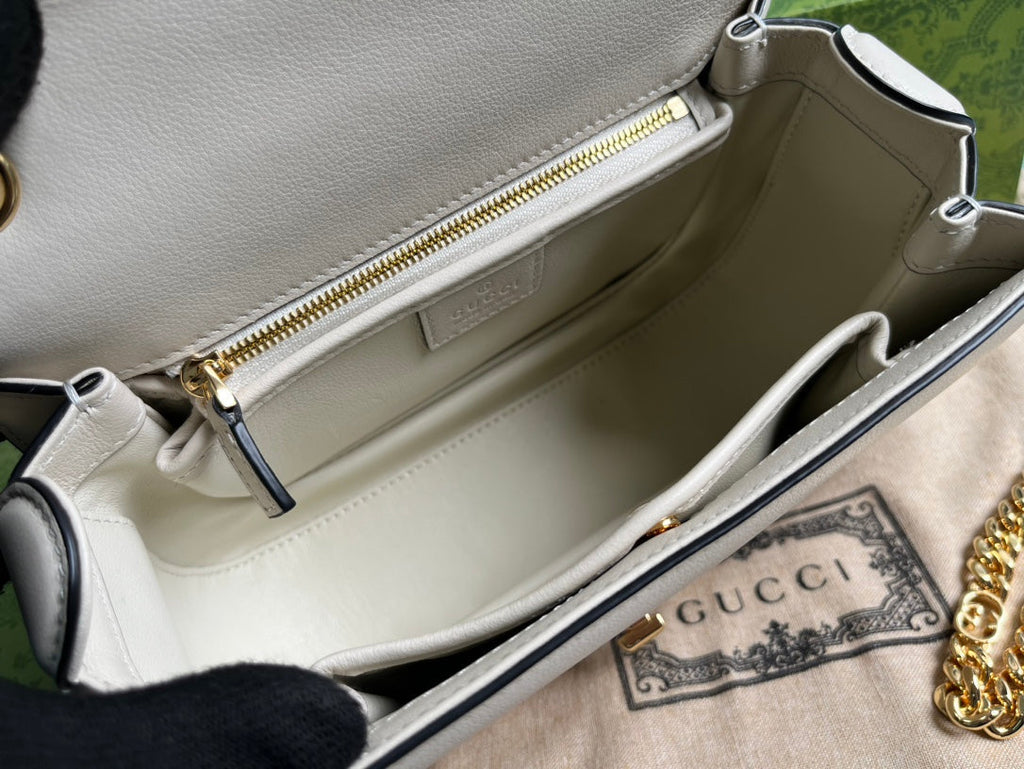 GUCCI BLONDIE 23 TOP-HANDLE BAG WHITE CALFSKIN