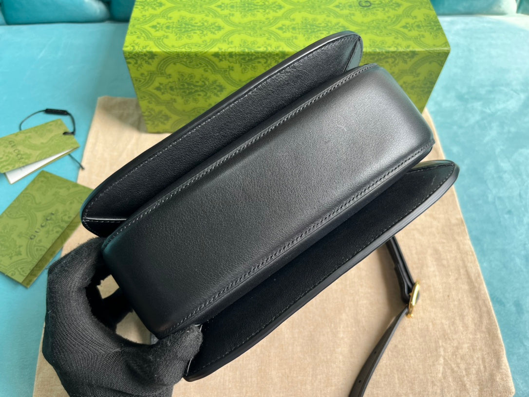 GUCCI BLONDIE 23 TOP-HANDLE BAG BLACK CALFSKIN