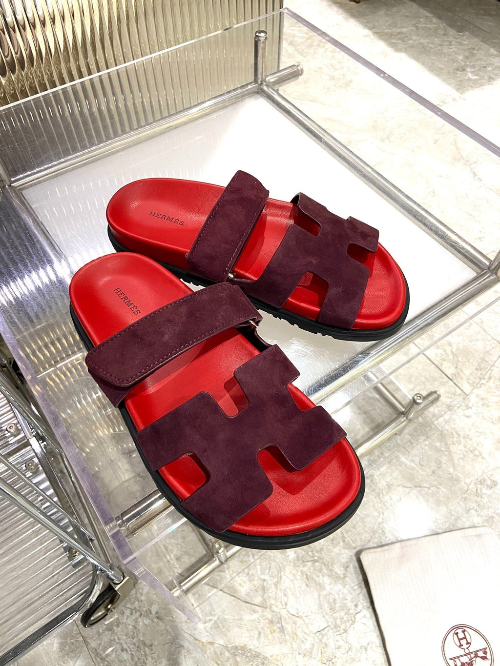 HERMES CHYPRE SANDAL CHERRY MIX JAM SUEDE