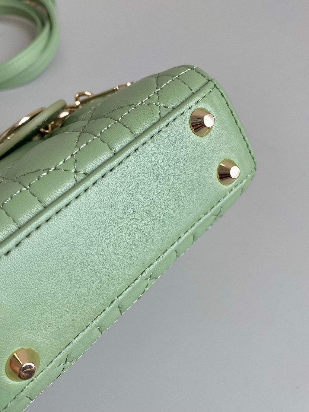 DIOR MICRO LADY 12 BAG IN LIGHT GREEN LAMBSKIN