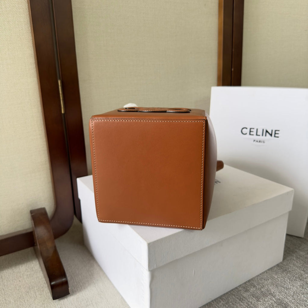 CELINE CUIRTRIOMPHE 15 BROWN IN STOCK JAPAN HANDBAG CALFSKIN