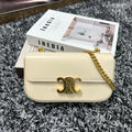 CELINE TRIPHOME 20 WHITE COWHIDE LEATHER CHAIN STRAP BAG