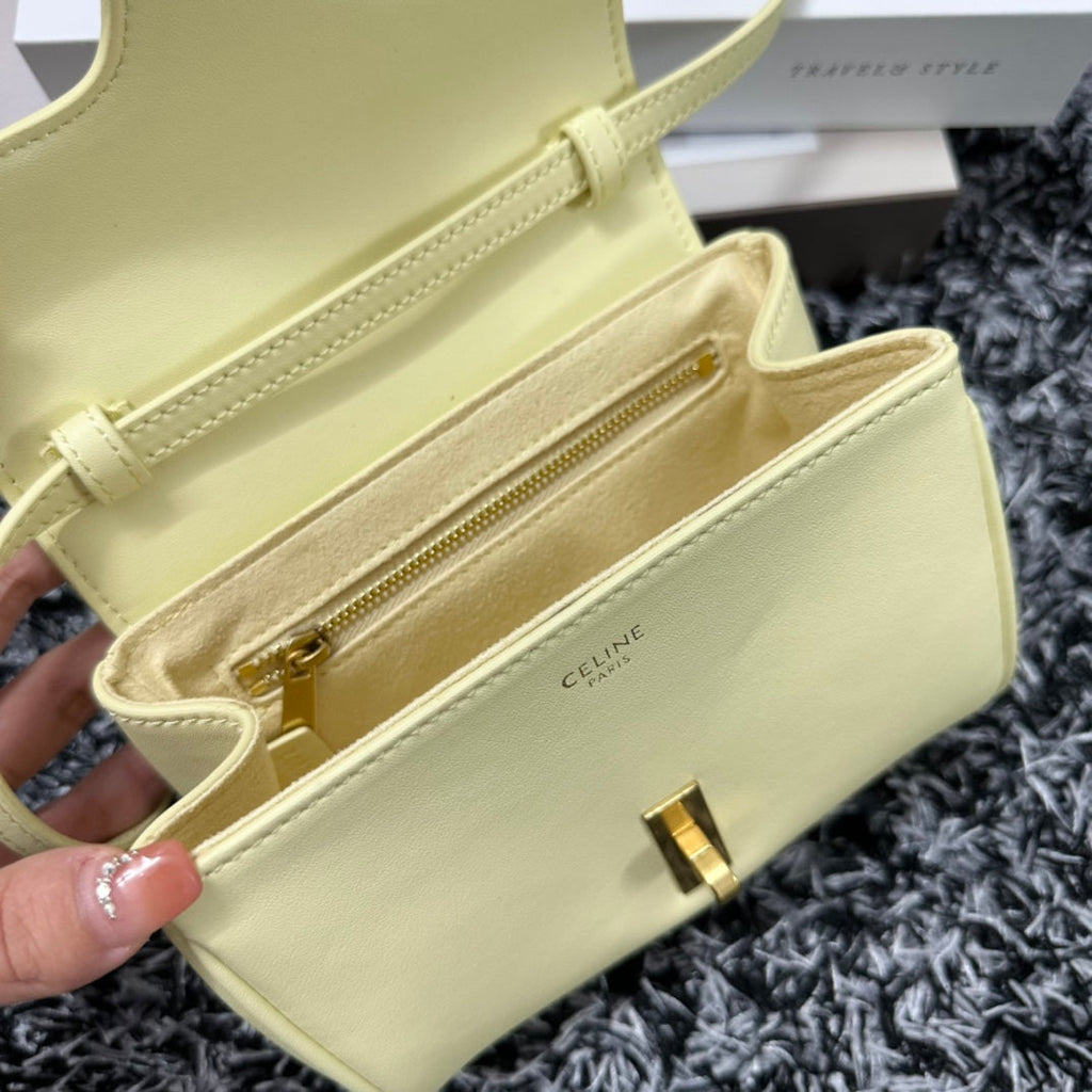 CELINE CLASSIC MINI 18 YELLOW PASTEL CALFSKIN