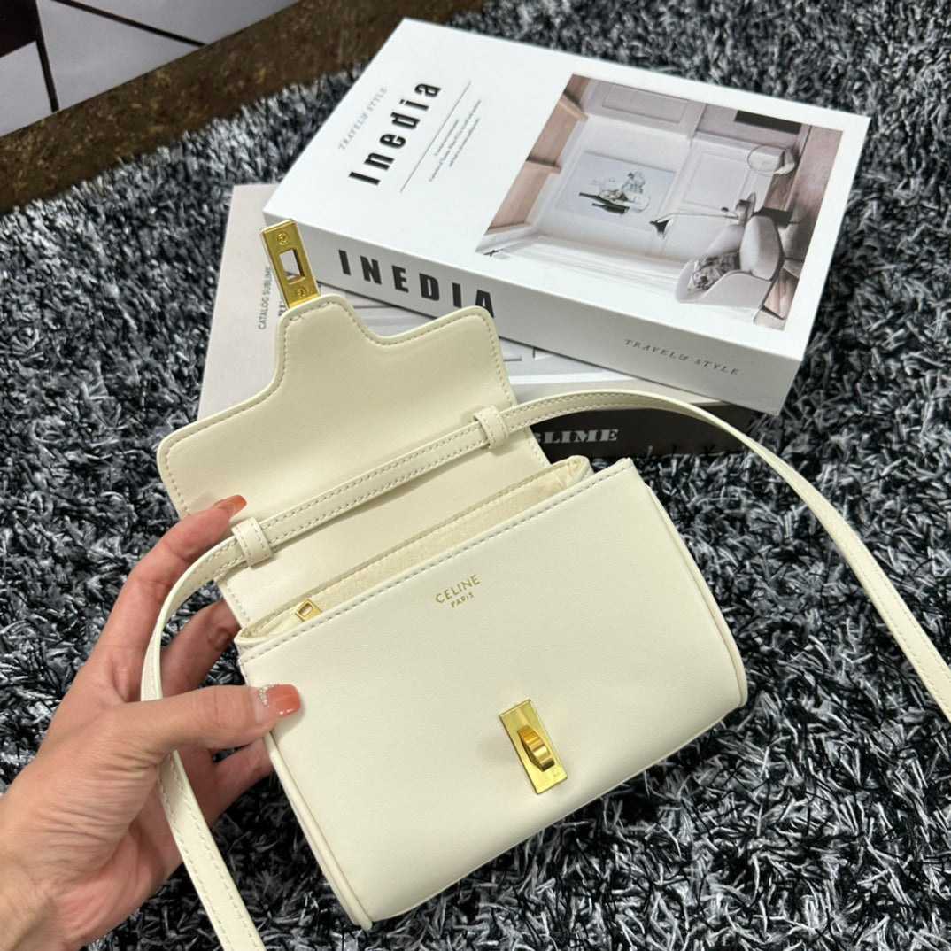 CELINE CLASSIC MINI 18 WHITE CALFSKIN