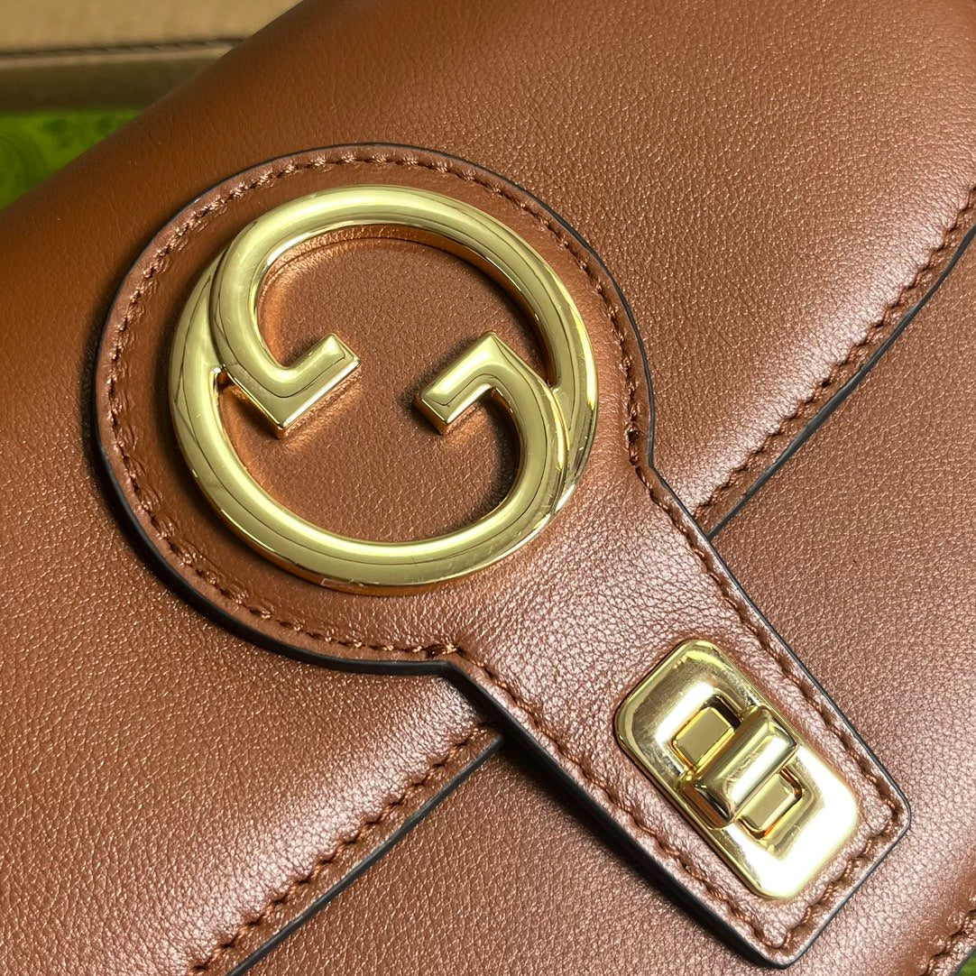 GUCCI BLONDIE 23 TOP-HANDLE BAG CINNAMON BROWN CALFSKIN
