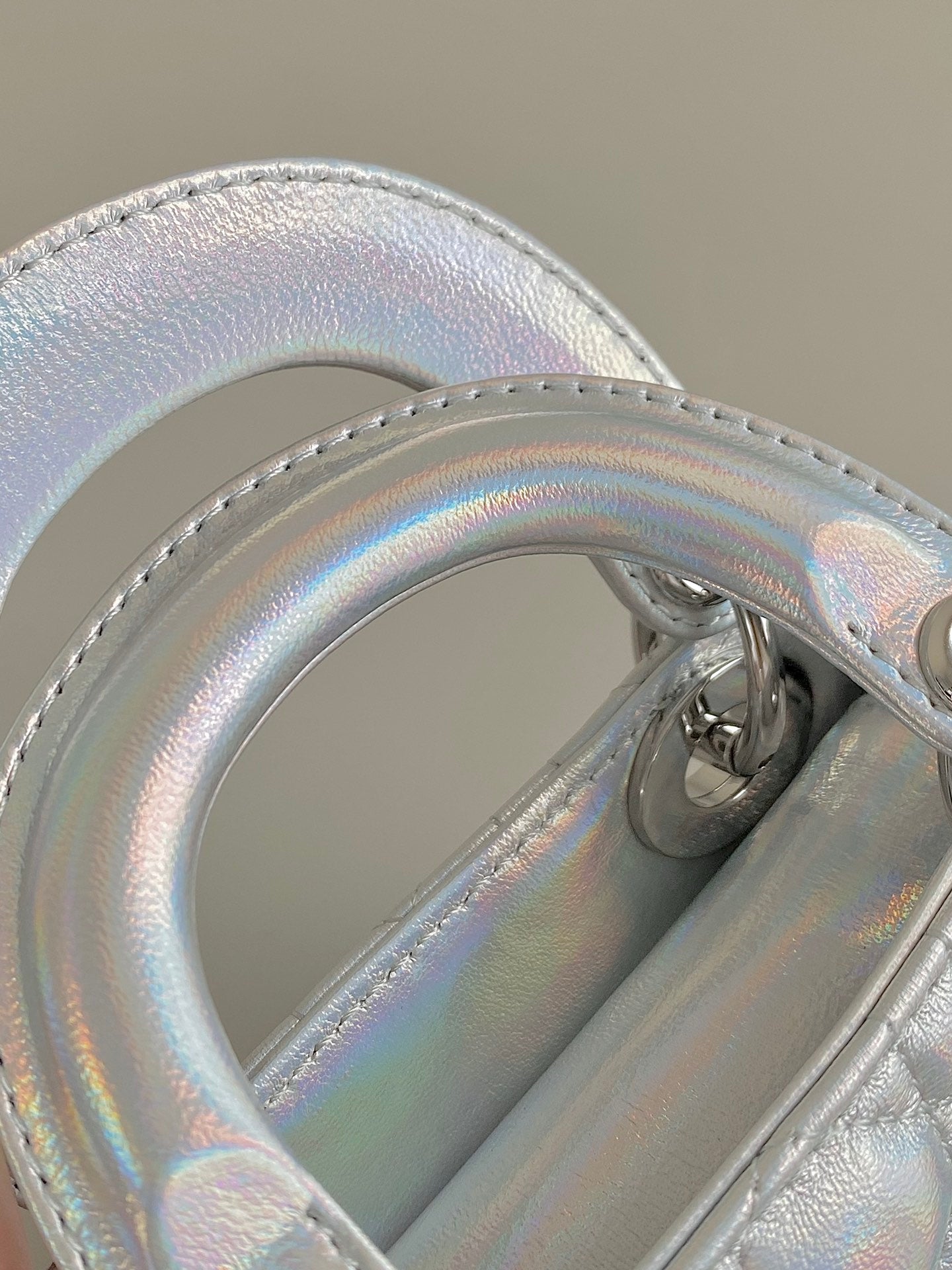 DIOR MICRO LADY 12 BAG IN SILVER LAMBSKIN