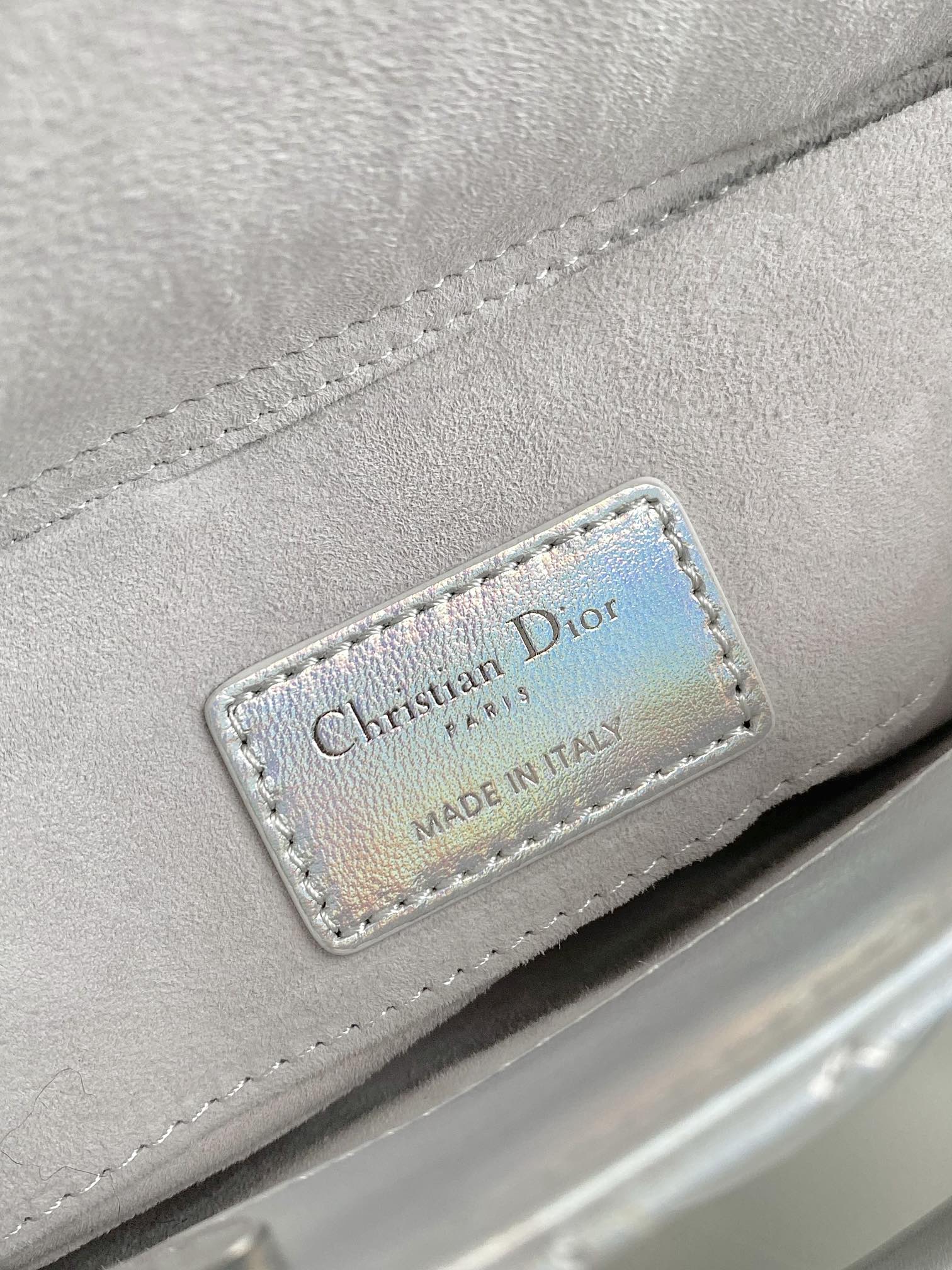 DIOR D-JOY BAG 22 IN SILVER LAMBSKIN