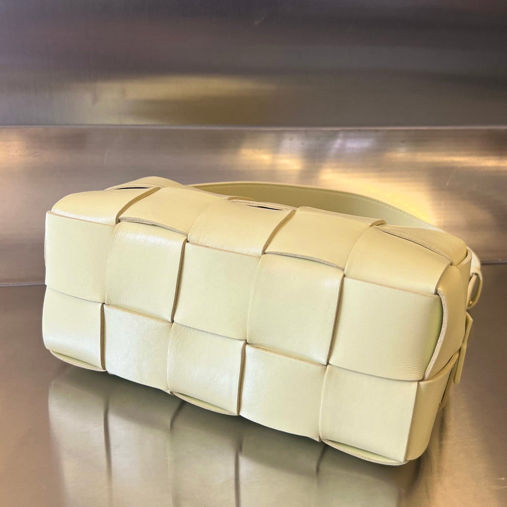 BOTTEGA VENETA BRICK CASSETTE 28 IN PASTEL YELLOW CALFSKIN