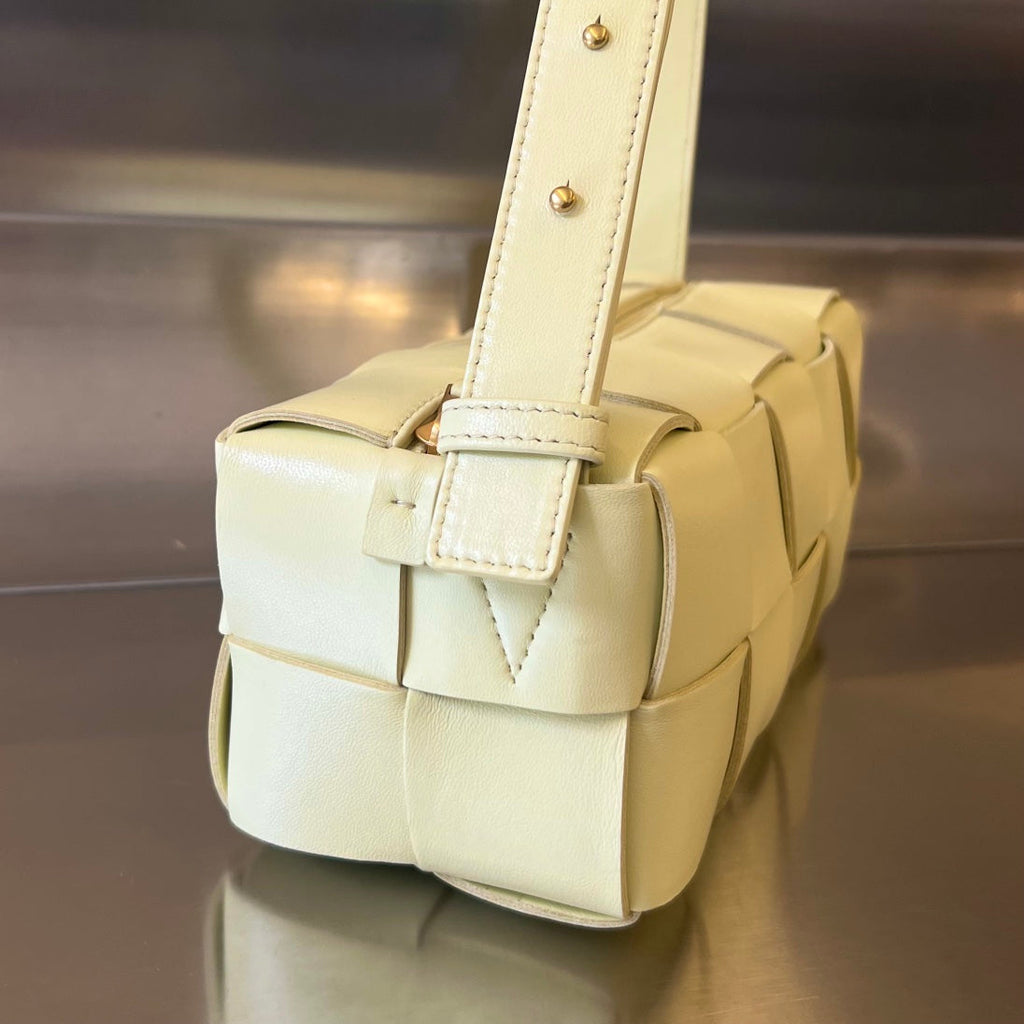 BOTTEGA VENETA BRICK CASSETTE 28 IN PASTEL YELLOW CALFSKIN