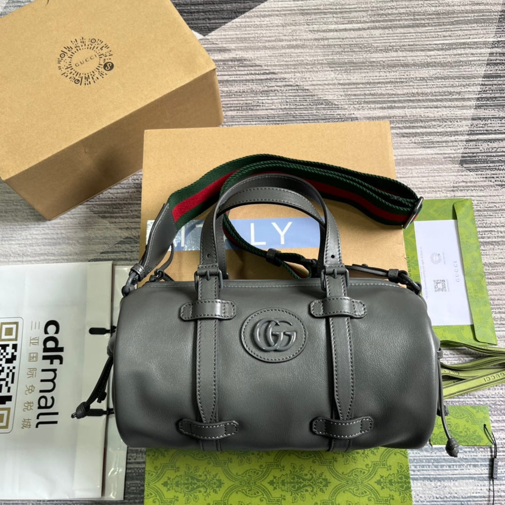 GUCCI SMALL 28 DUFFLE BAG IN BLACK SOLF CALFSKIN