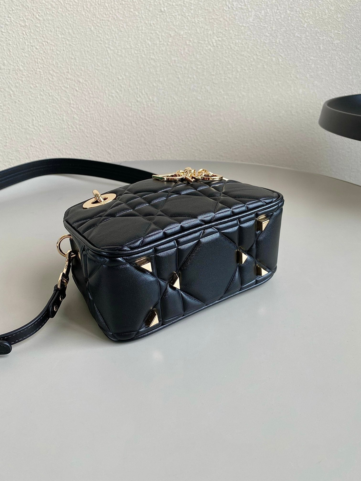 DIOR MINI LADY 19 BAG IN BLACK LAMBSKIN