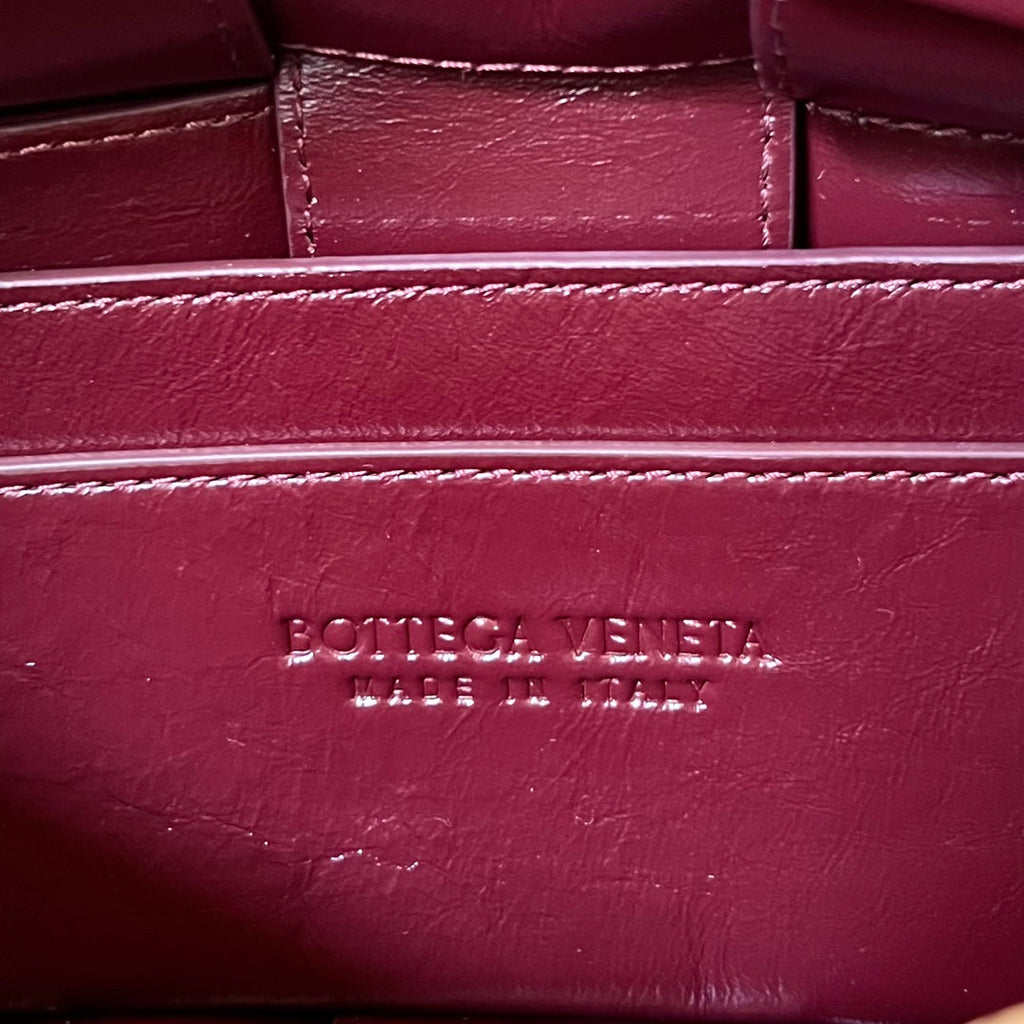 BOTTEGA VENETA SMALL BRICK CASSETTE 23 IN WINE RED SOFT LAMBSKIN