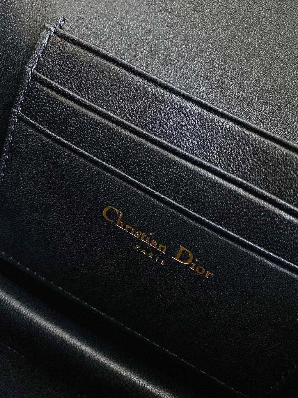 DIOR MINI CHAIN BAG 17 IN BLACK CALFSKIN