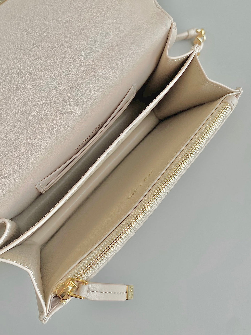 DIOR MINI CHAIN BAG 17 IN BEIGE CALFSKIN