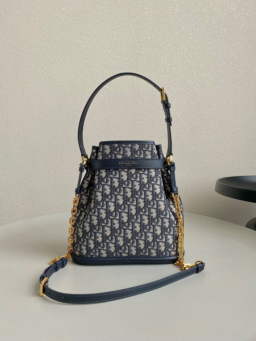 DIOR MEDIUM C'EST 24 IN BLUE CD-EMBOSSED OBLIQUE JACQUARD