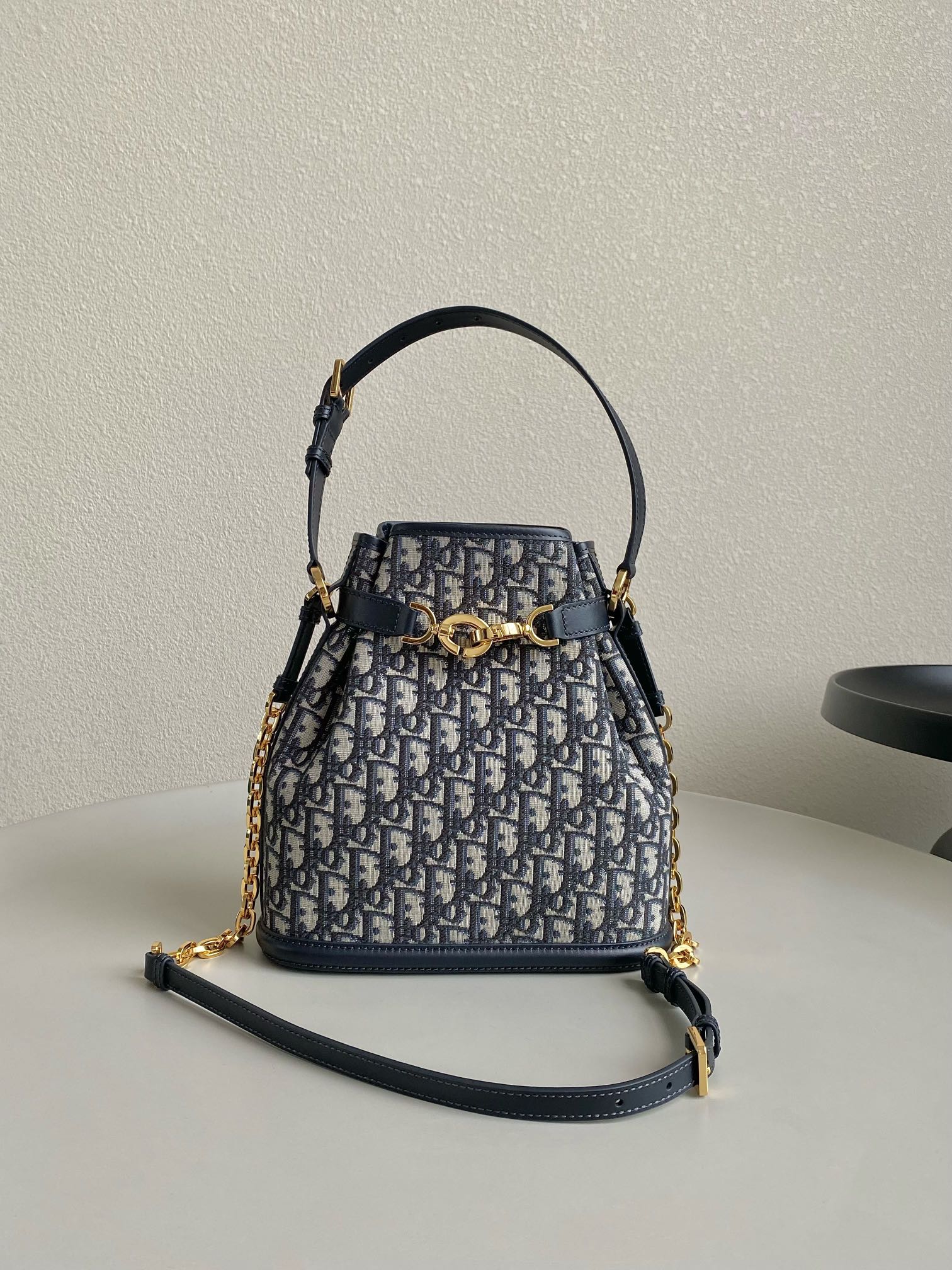 DIOR MEDIUM C'EST 24 IN BLUE CD-EMBOSSED OBLIQUE JACQUARD