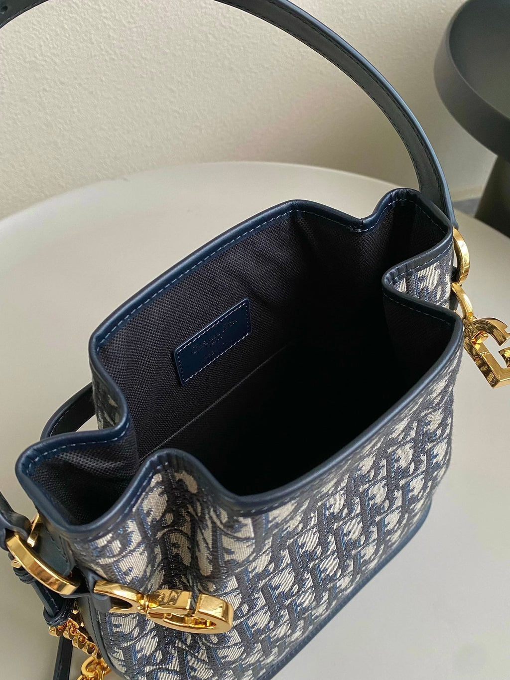 DIOR MEDIUM C'EST 24 IN BLUE CD-EMBOSSED OBLIQUE JACQUARD
