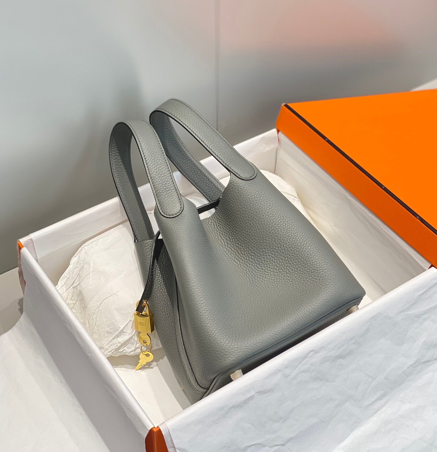HERMES picotin lock 18 grey togo ghw