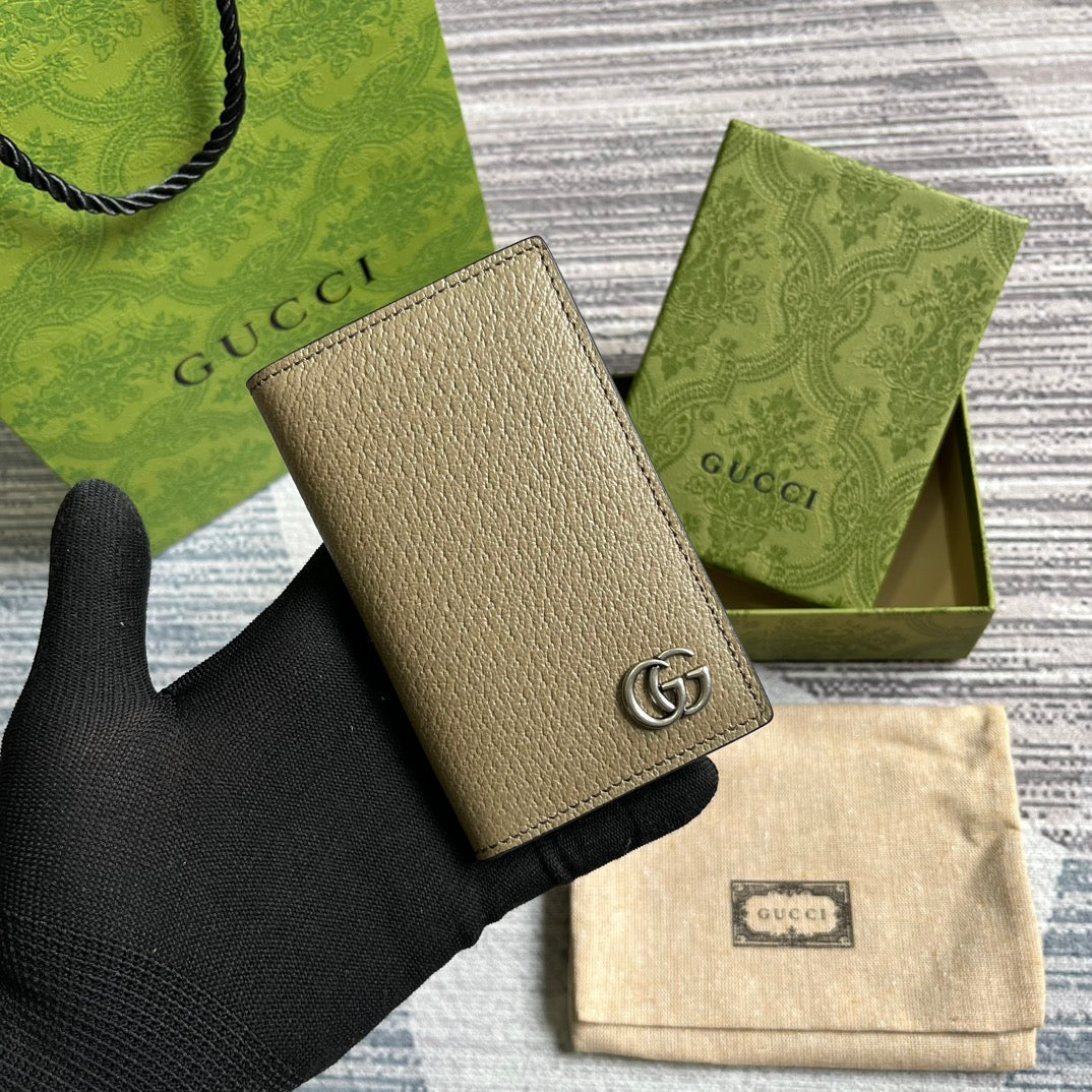 GUCCI MARMONT 12 LONG WALLET IN MOCHA BROWN CALFSKIN