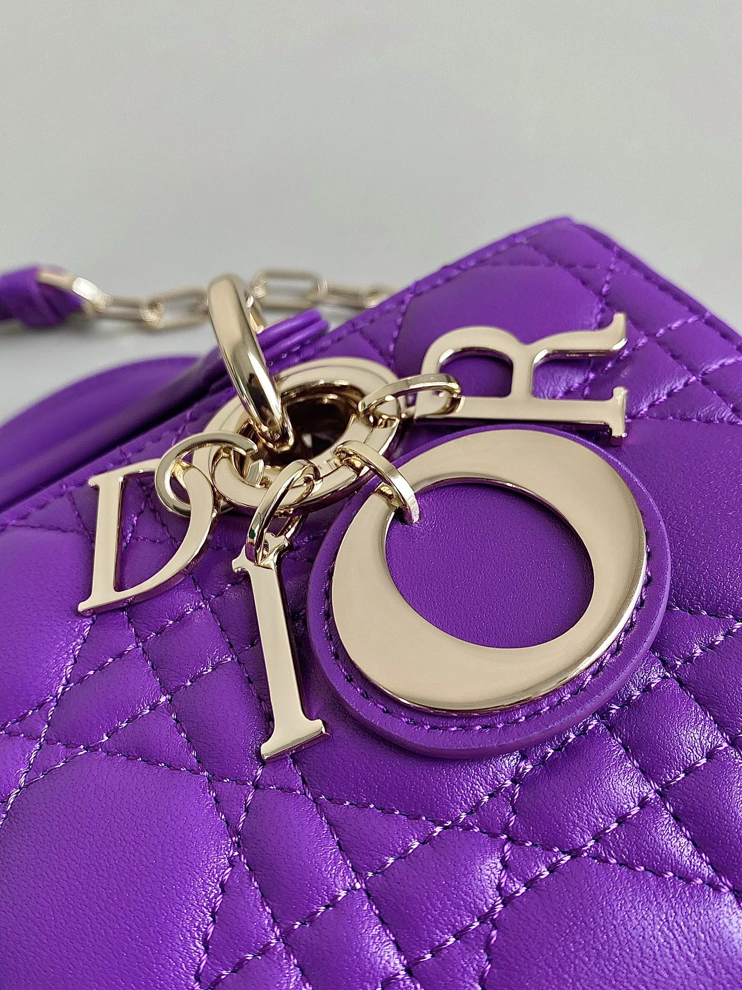 DIOR D-JOY BAG 22 IN VIOLET PURPLE LAMBSKIN