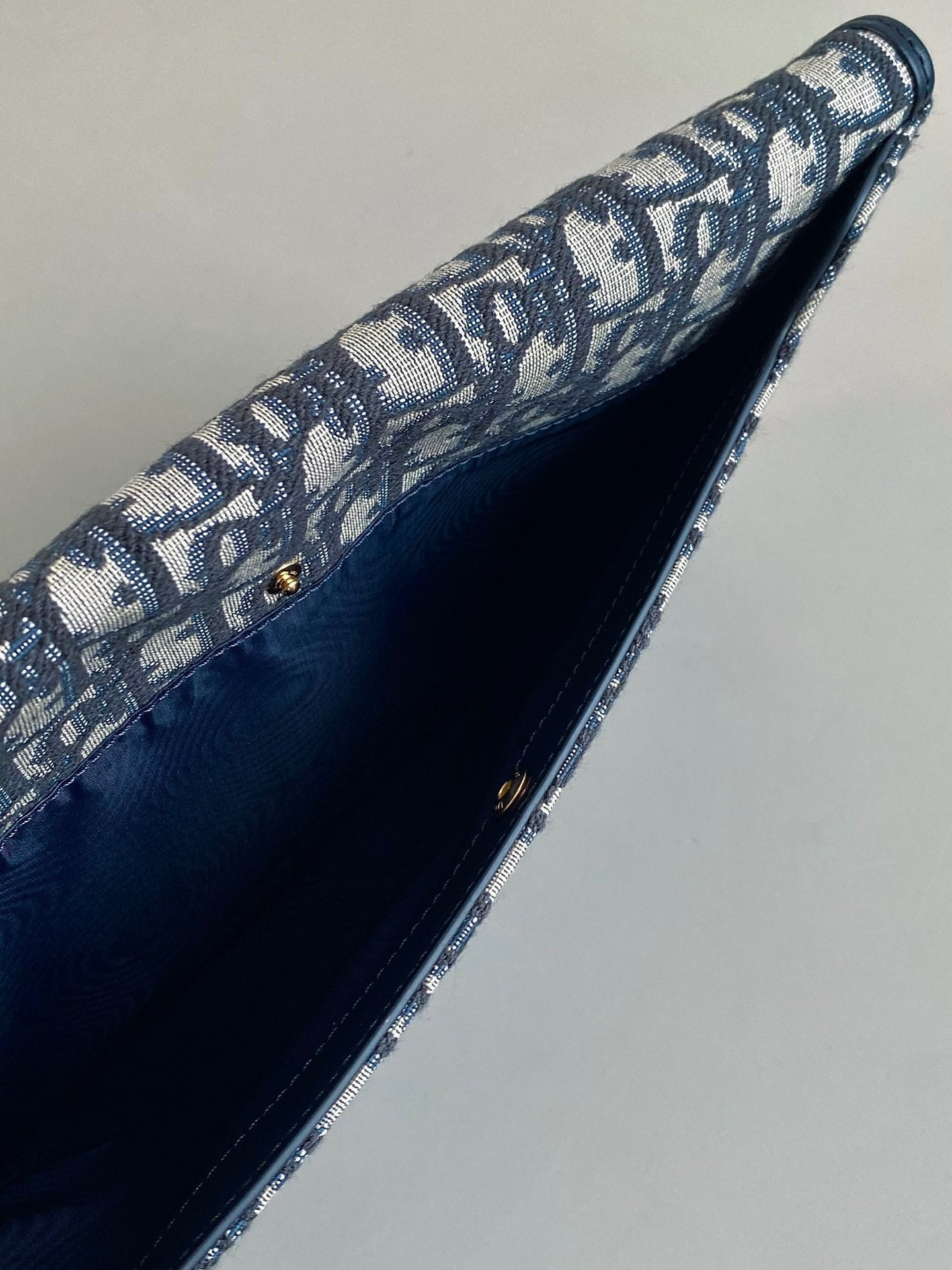 DIOR CD 30 CLUTCH BAG IN BLUE OBLIQUE JACQUARD