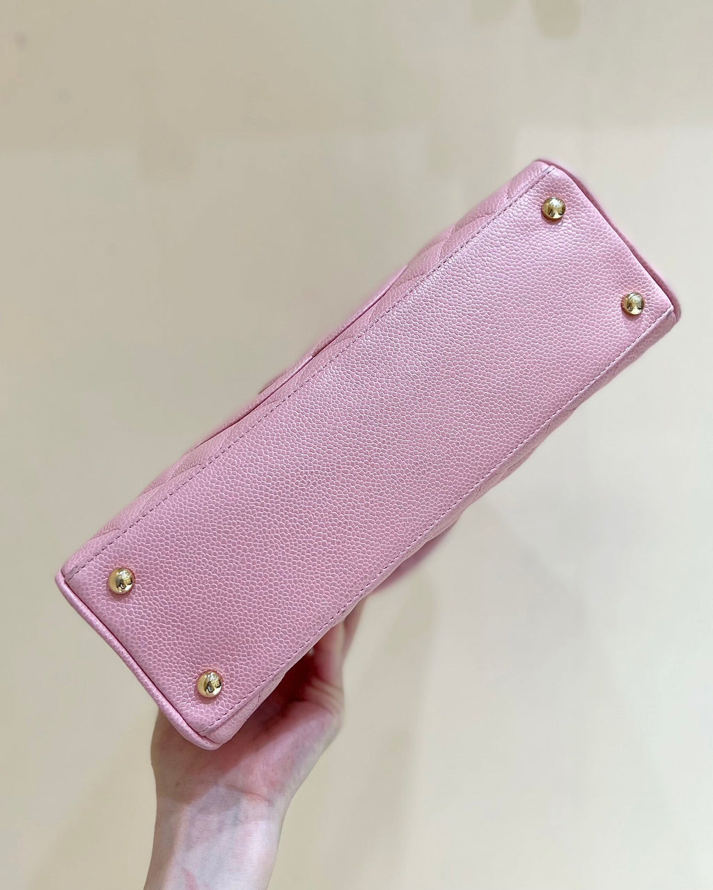 CHANEL 25S  QUILTED CAVIAR BOWLING BAG 27 IN PINK CALFSKIN