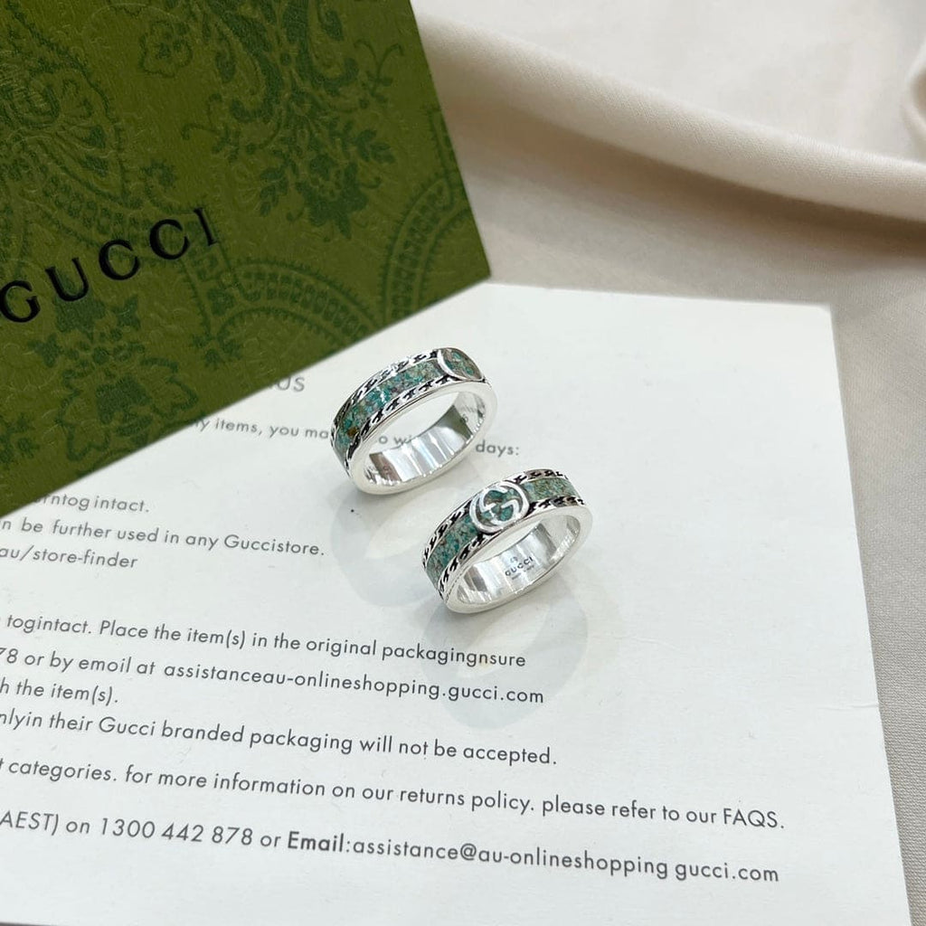 Double Gucci Interlocking Gucci Turquoise Ring