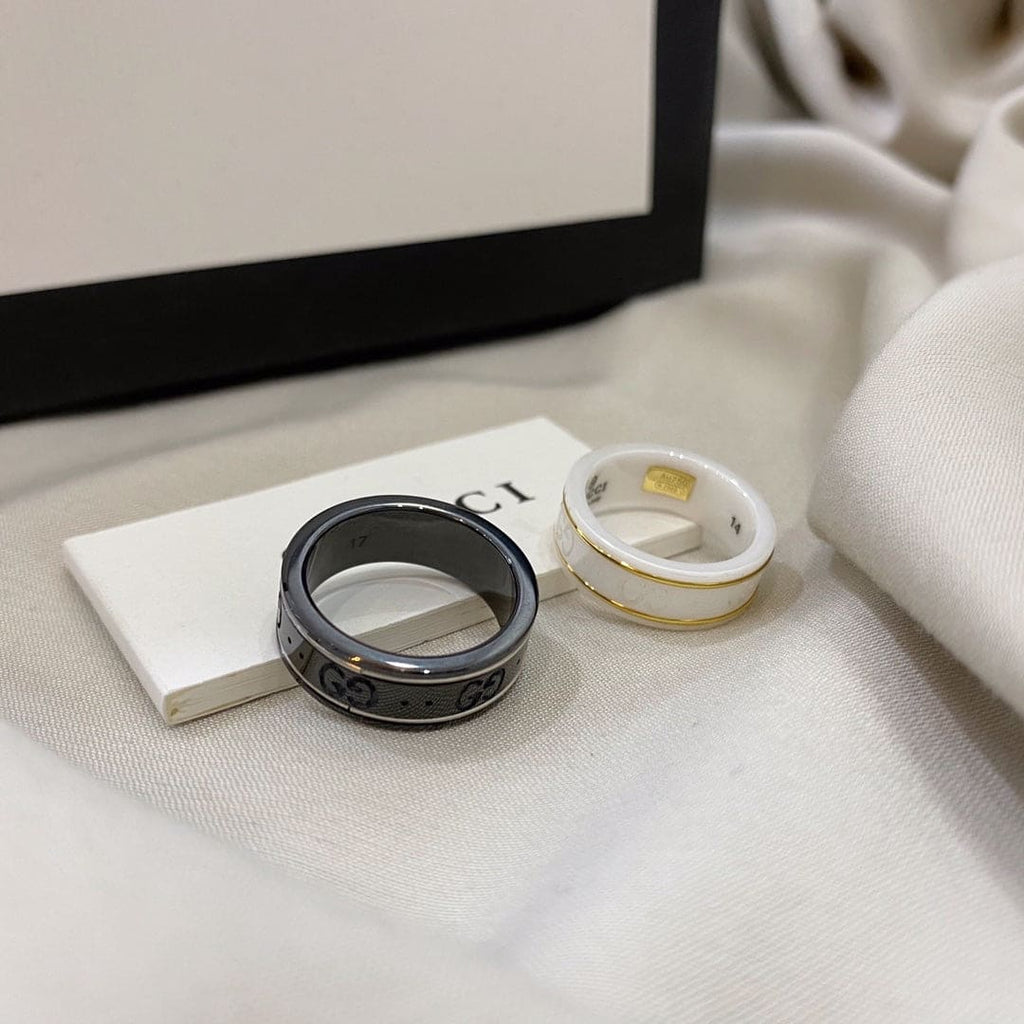 18K Double Gucci Icon White Zirconia Ring