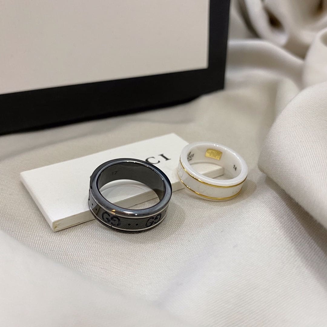18K Double Gucci Icon White Zirconia Ring