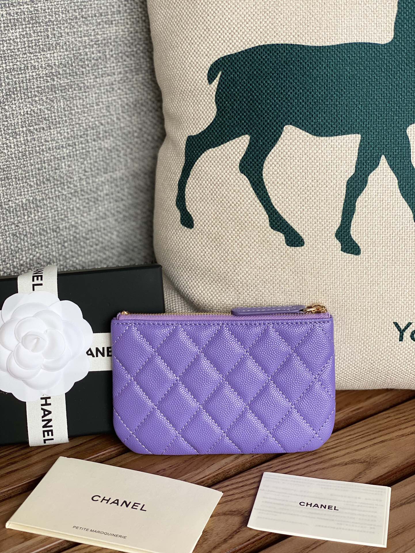 CHANEL CLASSIC SMALL 15 ZIPPED POUCH IN AMETHYST PURPLE GRAINED CALFSKIN
